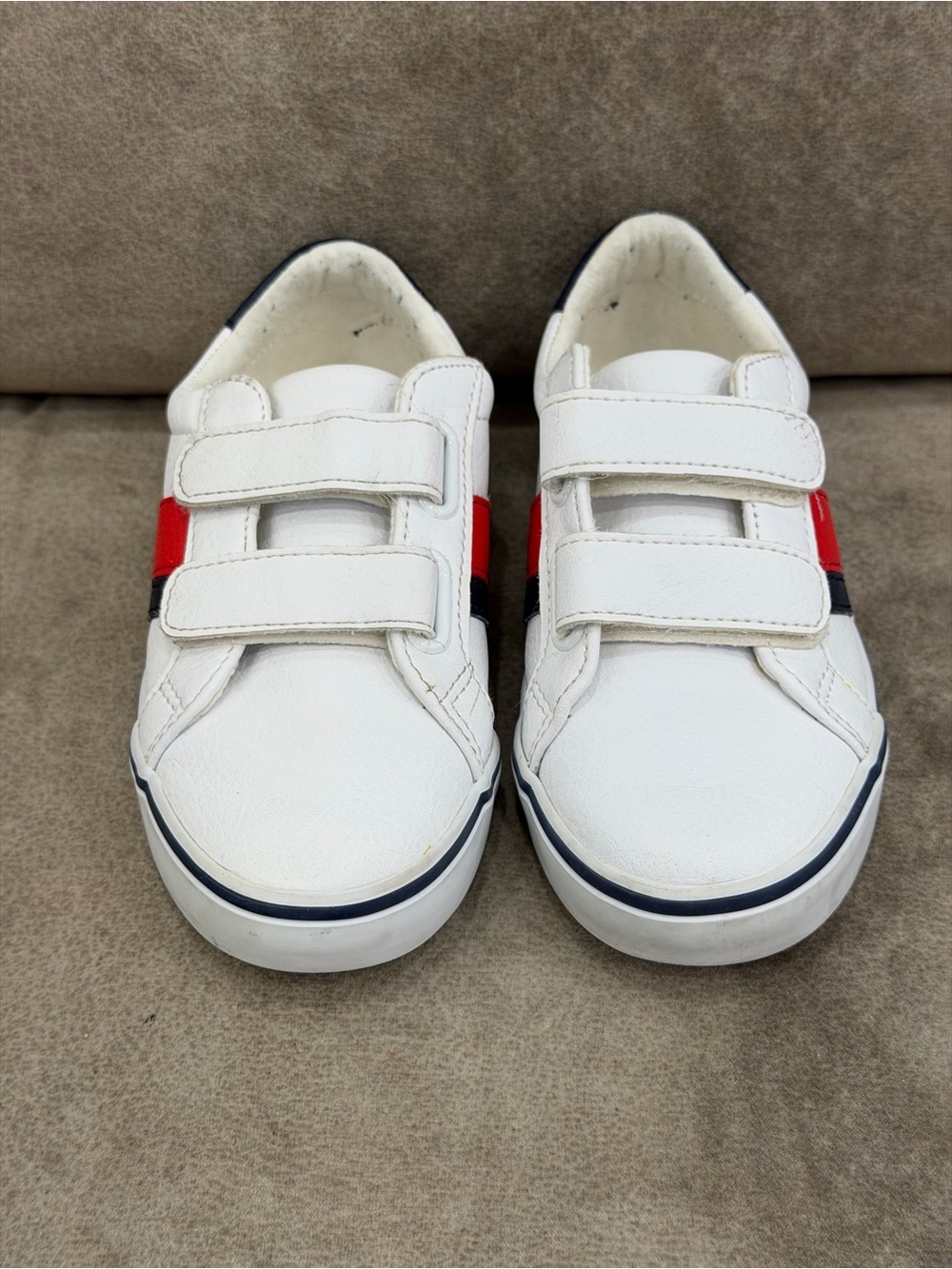 Janie and Jack Kids White Red Navy Velcro Sneakers Size 11
